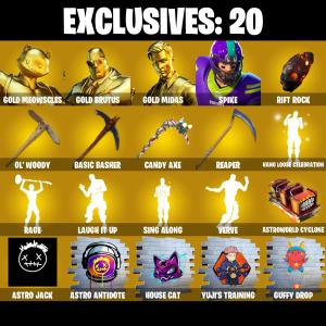 (PC/PSN/XBOX) 361 SKINS π« Gold Meowscles β‘οΈ Gold Brutus π Gold Midas β‘οΈ Spike π Torin β‘οΈ Predator π Gear Specialist Maya | 200 V-Buck | PARENTAL CONTROLS β Fortnite account listing