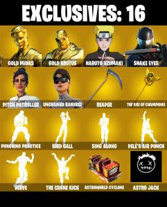 (PC/PSN/XBOX) 311 SKINS ๐ซ Renegade Raider โก๏ธ Aerial Assault Trooper ๐ Gold Midas โก๏ธ Gold Brutus ๐ Naruto Uzumaki โก๏ธ Snake Eyes | 200 V-Buck | PARENTAL CONTROLS โ Fortnite account listing