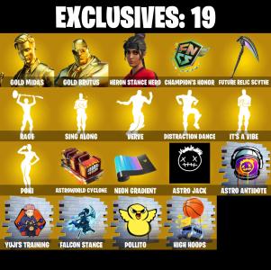 (PC/PSN/XBOX) 152 SKINS ๐ซ Gold Midas โก๏ธ Gold Brutus ๐ Heron Stance Hero โก๏ธ The Imagined ๐ Snap โก๏ธ Kado Thorne ๐ Ronin โก๏ธ Nezumi | 0 V-Buck | PARENTAL CONTROLS โ Fortnite account listing