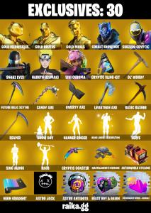 (PC/PSN/XBOX) 305 SKINS ๐ซ Renegade Raider โก๏ธ Gold Midas ๐ Gold Brutus โก๏ธ Gold Meowscles ๐ Naruto Uzumaki โก๏ธ Snake Eyes | 500 V-Buck | PARENTAL CONTROLS โ Fortnite account listing