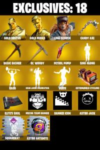 (PC) 276 SKINS ๐ฅ Gold Brutus ๐ฅ Gold Midas ๐ฅ Lina Scorch ๐ฅ Joltara ๐ฅ Valeria ๐ฅ Menace ๐ฅ Fade ๐ฅ The Origin ๐ฅ Gear Specialist Maya ๐ฅ 1900 VB ๐ฅ PARENTAL CONTROLS โ Fortnite account listing