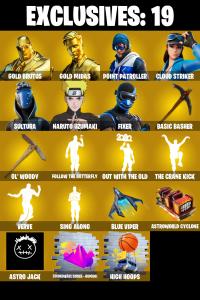 (PC/PSN/XBOX) 140 SKINS 💫 Gold Brutus ⚡️ Gold Midas 💍 Point Patroller ⚡️ Cloud Striker 💍 Sultura ⚡️ Naruto Uzumaki 💍 Fixer ⚡️ Snap | 850 V-Buck | PARENTAL CONTROLS — Fortnite account listing