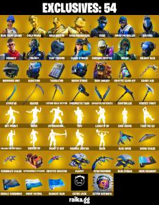 (PC) 300 VB) 188 SKINS ๐ฅ Blue Team Leader ๐ฅ Gold Midas ๐ฅ Gold Brutus ๐ฅ Gold Meowscles ๐ฅ Fixer ๐ฅ Point Patroller ๐ฅ Sultura ๐ฅ Prodigy ๐ฅ Trilogy PARENTAL CONTROLS โ Fortnite account listing