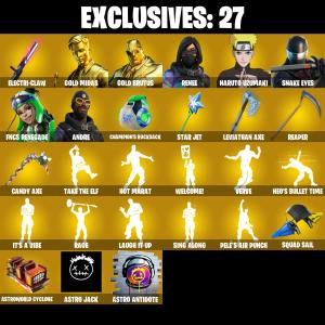 (PC/PSN) 194 SKINS ๐ฅ Gold Midas ๐ฅ Gold Brutus ๐ฅ Renee ๐ฅ Naruto Uzumaki ๐ฅ Snake Eyes ๐ฅ FNCS Renegade ๐ฅ Andre ๐ฅ Nezumi ๐ฅ 200 V-Buc PARENTAL CONTROLS โ Fortnite account listing