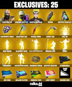 (PC) 1100 VB) 161 SKINS 🔥 Gold Kratos 🔥 Subzero Cryptic 🔥 Naruto Uzumaki 🔥 The Foundation 🔥 Alli 🔥 The Imagined 🔥 The Cube Queen 🔥 Ronin  PARENTAL CONTROLS — Fortnite account listing