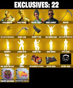 (PC/PSN/XBOX) 198 SKINS π« Renegade Raider β‘οΈ Gold Brutus π Gold Midas β‘οΈ Major Glory π Mike Lowrey β‘οΈ Raz π Twyn β‘οΈ Fade π Malik | 1000 V-Buck | PARENTAL CONTROLS β Fortnite account listing