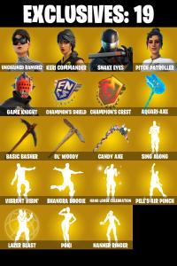 (PC/PSN) 243 SKINS ๐ฅ Unchained Ramirez ๐ฅ Keri Commander ๐ฅ Snake Eyes ๐ฅ Pitch Patroller ๐ฅ Game Knight ๐ฅ Torin ๐ฅ Peter Griffin ๐ฅ 150 VB ๐ฅ PARENTAL CONTROLS โ Fortnite account listing