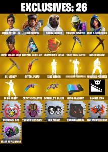 (PC/XBOX) 233 SKINS ๐ฅ Pitch Patroller ๐ฅ Lina Scorch ๐ฅ Shady Doggo ๐ฅ Subzero Cryptic ๐ฅ FNCS 3:1 Champion ๐ฅ Heron Stance Hero ๐ฅ Menace ๐ฅ Predator | PARENTAL CONTROLS โ Fortnite account listing
