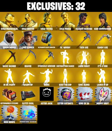 (PC/PSN/XBOX) 278 SKINS π« Gold Meowscles β‘οΈ Gold Brutus π Gold TNTina β‘οΈ Gold Midas π Fashion Banshee β‘οΈ Keri Commander | 300 V-Buck | PARENTAL CONTROLS β image 1
