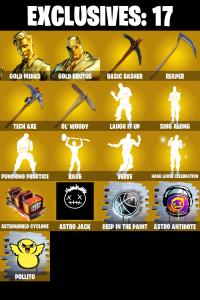 (PC/PSN) 220 SKINS ๐ฅ Gold Midas ๐ฅ Gold Brutus ๐ฅ Mizuki ๐ฅ The Ageless ๐ฅ Omegarok ๐ฅ Valeria ๐ฅ Spire Assassin ๐ฅ Torin ๐ฅ 50 VB ๐ฅ PARENTAL CONTROLS โ Fortnite account listing