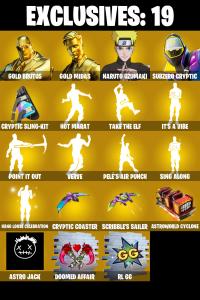 (PC/PSN/XBOX) 161 SKINS 💫 Gold Brutus ⚡️ Gold Midas 💍 Naruto Uzumaki ⚡️ Subzero Cryptic 💍 Calamity ⚡️ Zeus 💍 Hybrid ⚡️ The Ice King | 50 V-Buck | PARENTAL CONTROLS — Fortnite account listing