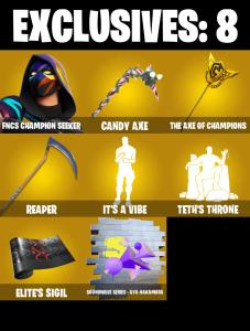 (PC) 172 SKINS 🔥 FNCS Champion Seeker 🔥 The Origin 🔥 The Ageless 🔥 Mizuki 🔥 Snap 🔥 Malik 🔥 The Imagined 🔥 Era 🔥 Peter Griffin 🔥 0 V-Buc PARENTAL CONTROLS — Fortnite account listing
