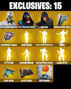 (PC) 247 SKINS ๐ฅ Rogue Spider Knight ๐ฅ FNCS Champion Seeker ๐ฅ Kelsier ๐ฅ Raz ๐ฅ Omegarok ๐ฅ Son Goku ๐ฅ Backlash ๐ฅ 1450 VB | PARENTAL CONTROLS โ Fortnite account listing