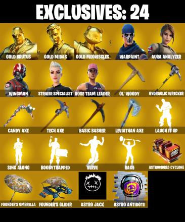 (PC) OG STW 🔥 182 SKINS 🔥 Gold Brutus 🔥 Gold Midas 🔥 Gold Meowscles 🔥 Aura Analyzer 🔥 Wingman 🔥 Striker Specialist 🔥 100 V-Bucks PARENTAL CONTROLS — image 1