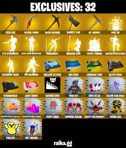 β¨ EXCLUSIVE OFFERβ‘οΈ(PC/XBOX) 1450 VB) 225 SKINS π« Predator π₯ Spectra Knight π Kymera π₯ Valeria π The Origin π₯ Peter Griffin π Mizuki π₯ Zeus π The Cube Queen | PARENTAL CONTROL β Fortnite account listing