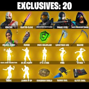(PC/PSN) 162 SKINS 🔥 Kratos 🔥 Master Chief (Matte Black) 🔥 Snake Eyes 🔥 FNCS Champion Seeker 🔥 Major Glory 🔥 Valeria 🔥 350 V-Buc PARENTAL CONTROLS — Fortnite account listing