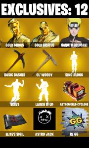 (PC) 247 SKINS π₯ Gold Midas π₯ Gold Brutus π₯ Naruto Uzumaki π₯ Raz π₯ Gear Specialist Maya π₯ Renzo the Destroyer π₯ Carbide π₯ 400 VB | PARENTAL CONTROLS β Fortnite account listing