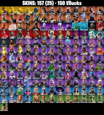 (PC/PSN) 150 VB) 157 SKINS 🔥 TRAVIS SCOTT 🔥 GOLD MIDAS 🔥 GOLD MEOWSCLES 🔥 GOLD BRUTUS 🔥 TART TYCOON 🔥 GEAR SPECIALIST MAYA 🔥 ETERNAL KNIGH | PARENTAL CONTROLS — image 1