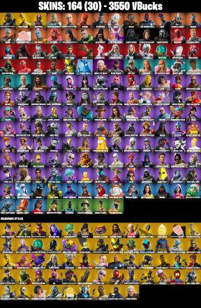 (PC) 164 SKINS 🔥 Renegade Raider 🔥 Master Chief (Matte Black) 🔥 Gold Midas 🔥 Wingman 🔥 Spectra Knight 🔥 Paradigm (Reality-659) 🔥 3550 V-Bucks PARENTAL CONTROLS — image 2