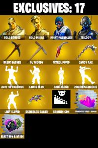(PC) 159 SKINS 🔥 Aerial Assault Trooper 🔥 Gold Brutus 🔥 Gold Midas 🔥 Point Patroller 🔥 Trilogy 🔥 Joey 🔥 Dark Vanguard 🔥 0 V-Bucks PARENTAL CONTROLS — Fortnite account listing