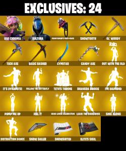 (PC/XBOX) 194 SKINS ๐ฅ Vivi Chroma ๐ฅ Sultura ๐ฅ The Imagined ๐ฅ Nezumi ๐ฅ The Origin ๐ฅ Era ๐ฅ Menace ๐ฅ Mizuki ๐ฅ Renzo the Destroyer ๐ฅ 2150 V-Buc PARENTAL CONTROLS โ Fortnite account listing