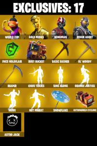 (PC) 197 SKINS ๐ฅ WORLD CUP ๐ฅ Gold Midas ๐ฅ Wingman ๐ฅ Rogue Agent ๐ฅ Era ๐ฅ The Foundation ๐ฅ Red Knight ๐ฅ Carbide ๐ฅ Nezumi ๐ฅ 100 V-Bucks PARENTAL CONTROLS โ Fortnite account listing