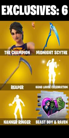 (PC/XBOX) 239 SKINS π₯ The Champion π₯ Torin π₯ The Imagined π₯ The Origin π₯ The Cube Queen π₯ Kymera π₯ Era π₯ Snap π₯ Ronin π₯ 50 V-Bucksπ₯ PARENTAL CONTROLS β image 1
