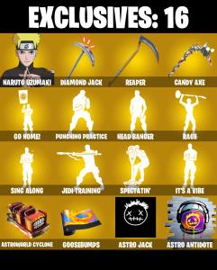 (PC) 230 SKINS ๐ฅ Renegade Raider ๐ฅ Naruto Uzumaki ๐ฅ Peter Griffin ๐ฅ Era ๐ฅ Mizuki ๐ฅ Oppressor ๐ฅ Midas ๐ฅ John Wick ๐ฅ 50 VB ๐ฅ PARENTAL CONTROLS โ Fortnite account listing