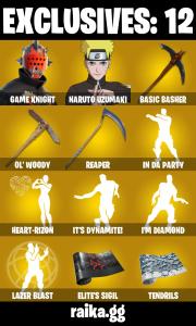 (PC/PSN) 0 VB) 170 SKINS ๐ฅ Master Chief ๐ฅ Game Knight ๐ฅ Naruto Uzumaki ๐ฅ Joey ๐ฅ Paradigm (Reality-659) ๐ฅ The Foundation ๐ฅ Torin ๐ฅ Nezumi PARENTAL CONTROLS โ Fortnite account listing