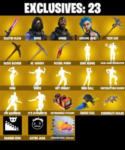 (PC) 209 SKINS 🔥 Renee 🔥 Andre 🔥 Arcane Jinx 🔥 Menace 🔥 Raz 🔥 Driftwalker 🔥 Eternal Knight 🔥 Zeus 🔥 The Cube Queen 🔥 Torin 🔥 100 VB | PARENTAL CONTROLS — Fortnite account listing