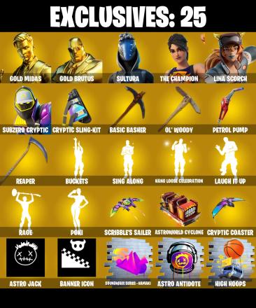(PC/XBOX) 191 SKINS 🔥 Gold Midas 🔥 Gold Brutus 🔥 Sultura 🔥 The Champion 🔥 Lina Scorch 🔥 Subzero Cryptic 🔥 Joey 🔥 Era 🔥 450 V-Bucks PARENTAL CONTROLS — image 1