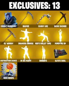 (PC) 311 SKINS ๐ฅ Renegade Raider ๐ฅ Cobalt Snowfoot ๐ฅ Omegarok ๐ฅ Backlash ๐ฅ Joltara ๐ฅ Renzo the Destroyer ๐ฅ Mizuki ๐ฅ Zeus ๐ฅ 350 VB | PARENTAL CONTROLS โ Fortnite account listing