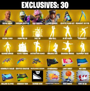 (PC/PSN/XBOX) 208 SKINS 🍒 Black Adam 🍒 Subzero Cryptic 🍒 Vivi Chroma 🍒 Lina Scorch 🍒 The Imagined 🍒 Zeus 🍒 150 V-Buck PARENTAL CONTROL — Fortnite account listing