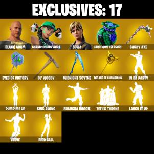 (PC/PSN/XBOX) 357 SKINS ๐ Renegade Raider ๐ Aerial Assault Trooper ๐ Black Adam ๐ Championship Aura ๐ Sofia ๐ Era ๐ 1200 V-Buck PARENTAL CONTROL โ Fortnite account listing