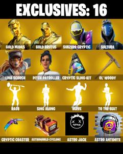(PC/PSN/XBOX) 216 SKINS 🍒 Gold Midas 🍒 Gold Brutus 🍒 Subzero Cryptic 🍒 Sultura 🍒 Lina Scorch 🍒 Pitch Patroller 🍒 Sentinel 🍒 1400 V-Buck PARENTAL CONTROL — Fortnite account listing