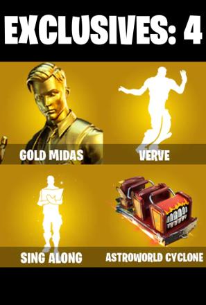 (PC/PSN/XBOX) 120 SKINS / Gold Midas π° Gear Specialist Maya π° Eternal Knight π° The Foundation π° Menace π° Predator π° Fade π° 200 V-Buck PARENTAL CONTROL β image 1