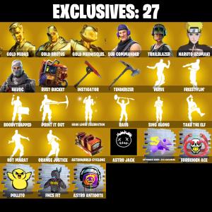 (PC/PSN/XBOX) 285 SKINS π Gold Midas π Gold Brutus π Gold Meowscles π Sub Commander π Trailblazer π Naruto Uzumaki π Havoc π 500 V-Buck PARENTAL CONTROL β Fortnite account listing