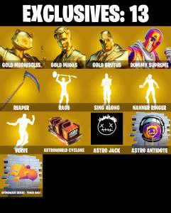 (PC/PSN/XBOX) 235 SKINS π Renegade Raider π Gold Meowscles π Gold Midas π Gold Brutus π Dummy Supreme π Kymera π 1300 V-Buck PARENTAL CONTROL β Fortnite account listing