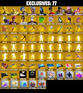 (PC/PSN/XBOX) 604 SKINS ๐ Gold Midas ๐ Gold Brutus ๐ Arcane Jinx ๐ Recon Champion ๐ Sultura ๐ Heron Stance Hero ๐ Lina Scorch ๐ 1900 V-Bucks PARENTAL CONTROL โ Fortnite account listing