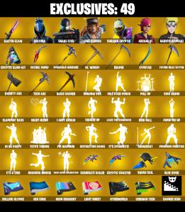 (PC/PSN/XBOX) 415 SKINS ๐ Sultura ๐ Snake Eyes ๐ Lina Scorch ๐ Subzero Cryptic ๐ Arcane Vi ๐ Naruto Uzumaki ๐ Menace ๐ Sentinel ๐ 900 V-Bucks PARENTAL CONTROL โ Fortnite account listing