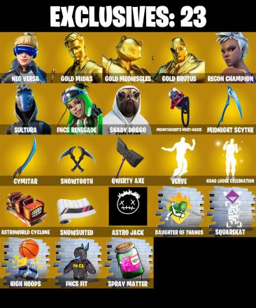 (PC/PSN/XBOX) 197 SKINS / Neo Versa 🎰 Gold Midas 🎰 Gold Meowscles 🎰 Gold Brutus 🎰 Recon Champion 🎰 Sultura 🎰 FNCS Renegade 🎰 1100 V-Bucks PARENTAL CONTROL — image 1