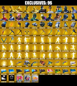 (PC/PSN/XBOX) 361 SKINS ๐ Renegade Raider ๐ Travis Scott ๐ Gold Midas ๐ Gold Meowscles ๐ Gold TNTina ๐ Gold Brutus ๐ Snake Eyes ๐ 200 V-Buck PARENTAL CONTROL โ Fortnite account listing