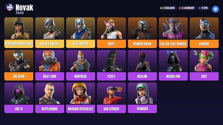 (PC/PSN/XBOX) 19 SKINS | OG Renegade Raider (BLACK&GOLD STYLE) Royale Knight | Blue Squire | Drift | Mandalorian | Fallen Love Ranger | Carbide | Oblivion — image 1