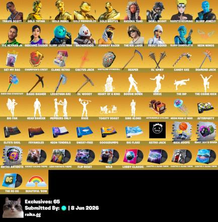 [PC/PSN/XBOX] | 356 Skins | Travis Scott | Leviathan Axe | Gold TNTina | Gold Midas | Gold Meowscles | Gold Brutus | Naruto Uzumaki | O4G — image 5