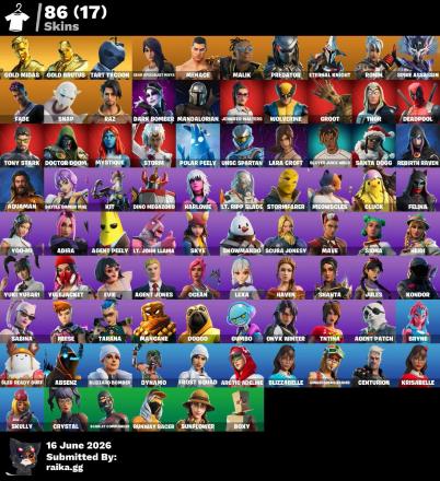 [PC/XBOX] 86 skins | Leviathan Axe | Gold Midas | Gold Brutus | Tart Tycoon | Gear Specialist Maya | Menace | Malik | Predator | Eternal Knight | Ronin | 250 VB — image 1