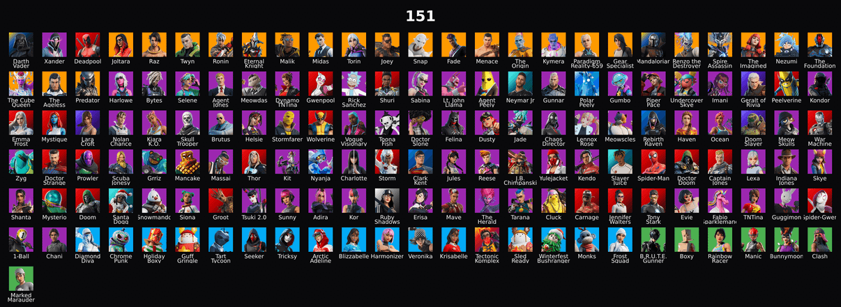 PC,PSN,XBOX 151 SKINS FA ⸱ CHANI ⸱ DARTH VADER,JOLTARA,ETERNAL KNIGHT,MANDALORIAN,RICK,GERALT,WOLVERINE,DOOM,KOR,TONY STARK RK2687 — image 1