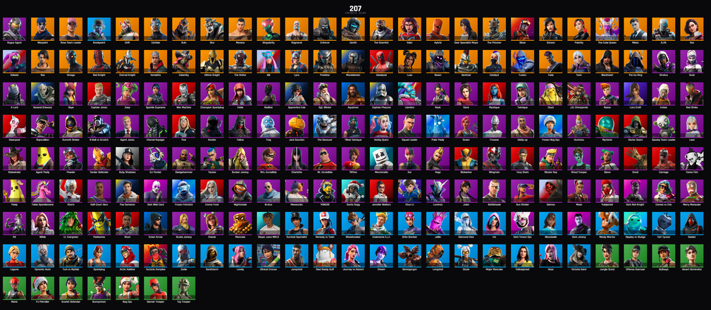 PC PSN XBOX 207 SKINS / OG STW / ROGUE AGENT / RED KNIGHT / GALAXIA / BLAZE / MIDAS / HARLEY QUINN / THE ICE KING / MYSTIQUE / TONY STARK / MARSHMELLO / GHOUL TROOPER — image 1