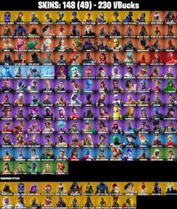 ⭐ OG SKULL TROOPER 🛡️ 148 SKINS 🕷️ BLACK WIDOW 🛡️ BLUE SQUIRE 💀 THE REAPER 🥾 TRAILBLAZER 🦈 MAKO 💃 TIDY 😂 TAKE THE L 🛠️ OG STW