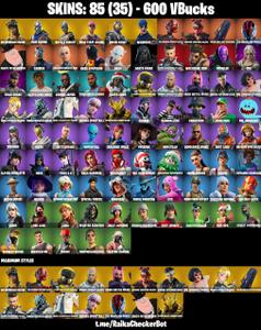 ⭐ OG RENEGADE RAIDER 🎮 85 SKINS 🧱 OG STW 🛡️ BLUE SQUIRE 👑 ROYALE KNIGHT 🦈 MAKO 🕶️ ROGUE AGENT 🧠 THE IMAGINED 💃 TAKE THE L 🕺 FRESH 💰 600 VB