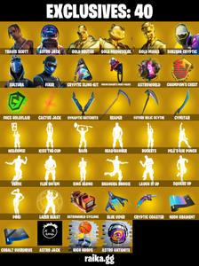⭐️ TRAVIS SCOTT  
🔥 141 SKINS 
🚀 ASTRO JACK
🥇 GOLD BRUTUS
🐱✨ GOLD MEOWSCLES
👑 GOLD MIDAS
❄️ SUBZERO CRYPTIC
🗡️ SULTURA
🔧 FIXER
🎯 GEAR SPECIALIST MAYA
💰 750 VB